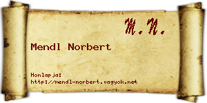 Mendl Norbert névjegykártya